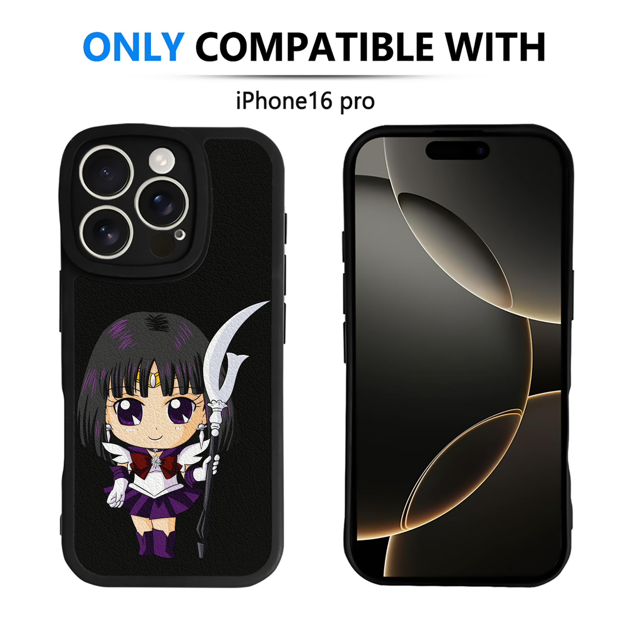 （画像用） 美少女戦士セーラームーン 土萠ほたる Sailor Moon Tomoe Hotaru （セーラーサターン；Sailor Saturn） 【iPhone 16シリーズ対応】シリコンスマホケース（レザー調） 材質：シリコン